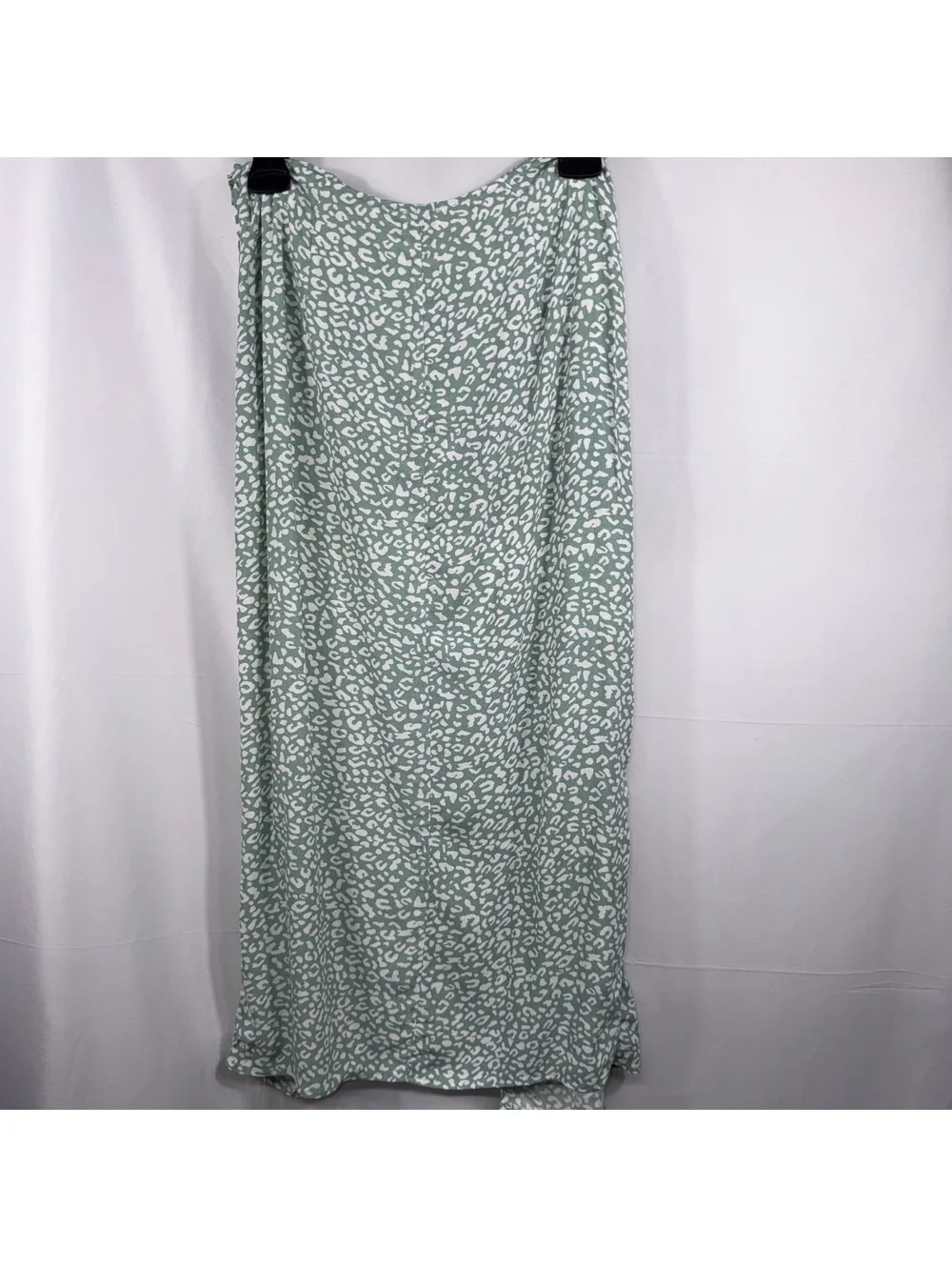 Blue Rain Women’s Small Sage Green Animal Print Wrap Maxi Skirt High Slit